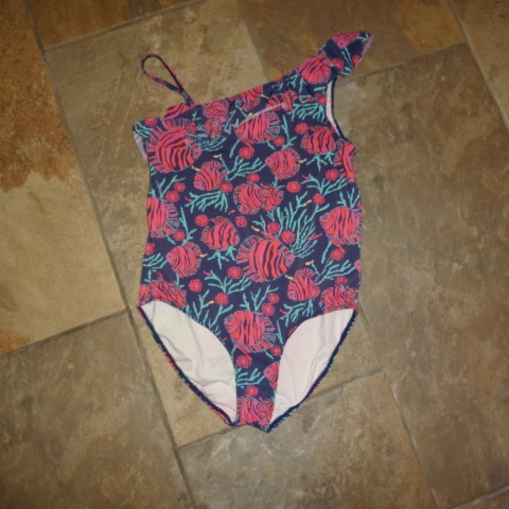 Lilly Pulitzer Girls Bathing suit 14 cute Ruffle